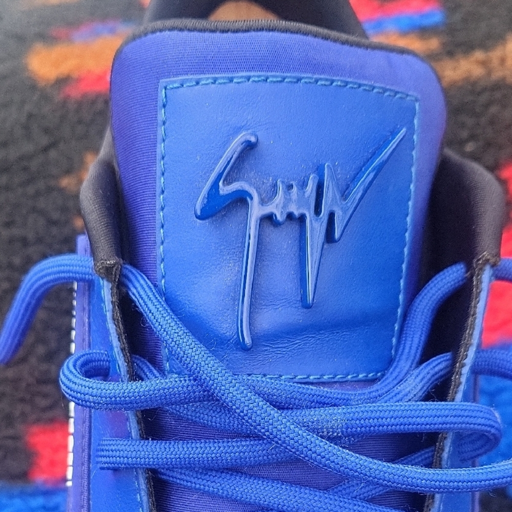 Giuseppe Zanotti Blue Sneakers with Embossed Logo and Faux Leather